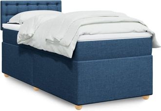 vidaXL Vidaxl - Cama Box Spring Con Colch&oacute;n Tela Azul 90x190 Cm
