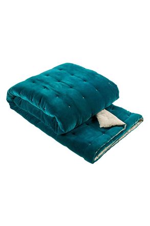 Christy Luxury Quilted Velvet Jaipur Throw in Blue | Size: 140 cm x 200 cm
