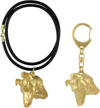 OEM Pastor Escoc&eacute;s, Collie - Llavero Y Collar Con Perro En Caja, Producto Ba&ntilde;ado En Oro De Alta Calidad, Marca Art-dog