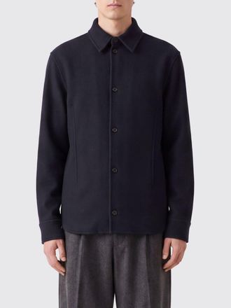 Jil Sander Giacca a camicia in pura lana con colletto classico e fondo curvo