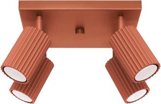 Wonderlamp Plaf&oacute;n de techo cuadrado con 4 focos orientables rojo