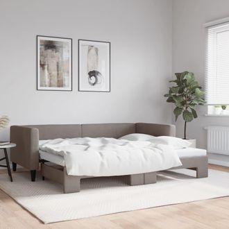 vidaXL Sof&aacute; Cama Nido Tela Gris Taupe 90x200 Cm Vidaxl