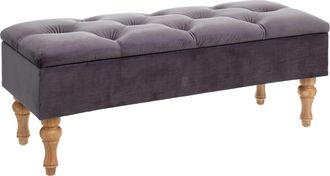 Atmosphera Mueble Banco Ba&uacute;l Atelier Estilo Industrial Con 1 Puerta Y Patas En Terciopelo En Color Gris Y Roble Claro 102x41x38 Cm