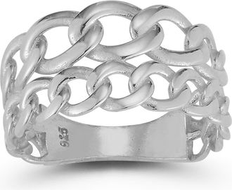 Sphera Milano Sterling Silver Two Row Curb Link Ring at Nordstrom Rack, Size 12