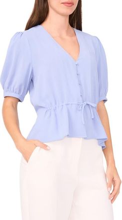 Halogen Button Front Tie Waist Top in Forever Blue at Nordstrom Rack, Size Large