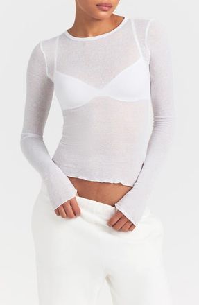 SKIMS Sheer Cotton Blend T-Shirt in Snow at Nordstrom, Size X-Large