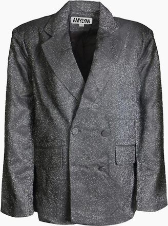 Amy Lynn Womens Ezra Metallic Patterned Flap Pocket Blazer - Silver - Size: XS 6