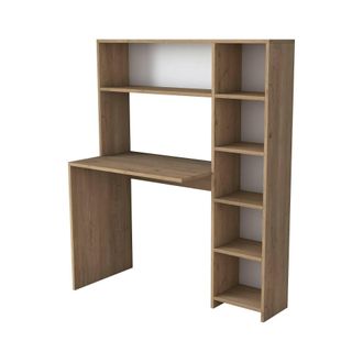 Dmora Scrivania Callidora, Scrittoio Multiuso, Tavolo Per Ufficio Porta Pc, Piano Di Lavoro, 113x40h142 Cm, Quercia, Con Imballo Rinforzato, Con Imballo Rin