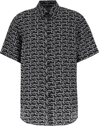 Burberry Monogram B Print Silk Shirt, Size X-Small
