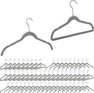Relaxdays Pack De 40 Perchas Ropa Antideslizantes, Camisas Y Pantalones, Gancho Giratorio, Terciopelo Y Hierro, Gris - Relaxdays