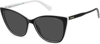 Polaroid Sunglasses, female, Black, Size: 56 MM Black White Grey Polarized Sunglasses