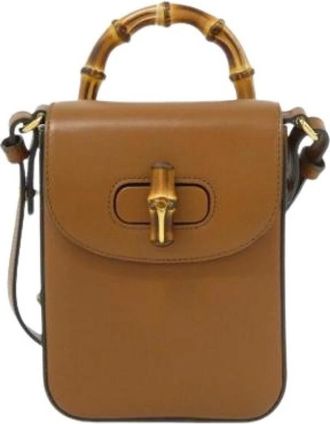 Gucci Pre-owned Mini Handbag - Dames - Vintage Mini Tas - Bruin - ONE Size - Leer - Vintage