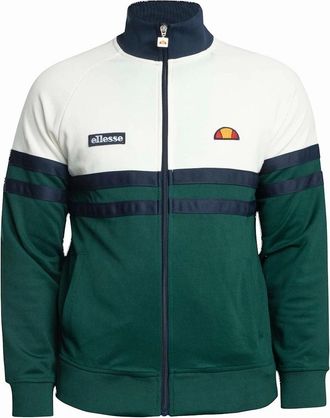 Ellesse Mens Ellesse Rimini Track Top Jacket Off White/Dark Green - Size: 40/Regular