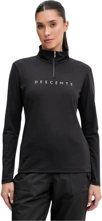 Descente Chest Logo T-Neck - Dames - Longsleeves - Zwart - M - Polyester - Tops