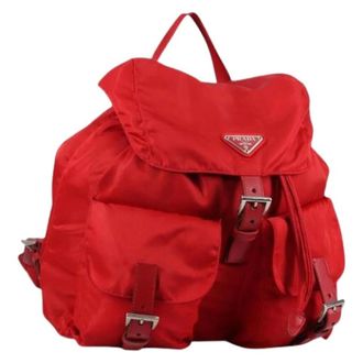 Prada Pre-owned Backpacks, female, Red, Size: ONE SIZE Pre-owned Nylon Backpack