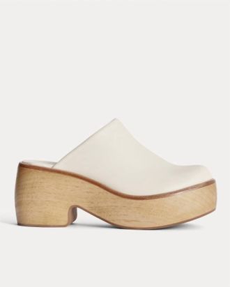 Everlane Womens Wooden Puff Clog In Canvas
