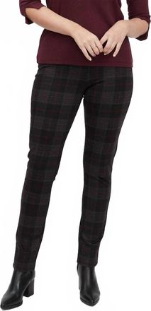 FDJ Pull-On Slim Leg Pants In Merlot Plaid
