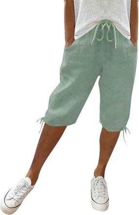 Lishang Sommerhose Damen Baumwolle - Leichte Freizeithose Mit Taschen & Kordelzug