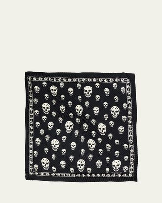 Alexander McQueen Pleated Silk Skull Scarf