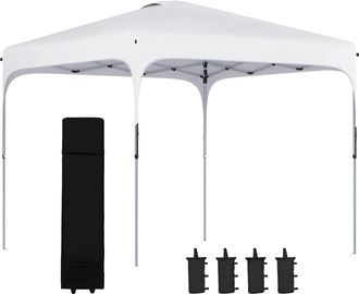 OEM Cenador De Jard&iacute;n 2,5x2,5x2,7 M Con Altura Ajustable Anti-uv Impermeable 4 Bolsas De Arena Y Bolsa De Transporte Blanco