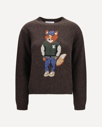 Maison Kitsun&eacute; Maglione in lana con lavorazione a intarsio Dressed Fox Woman L