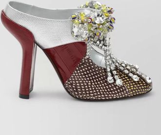 Dries Van Noten embellished mixed texture open back mules