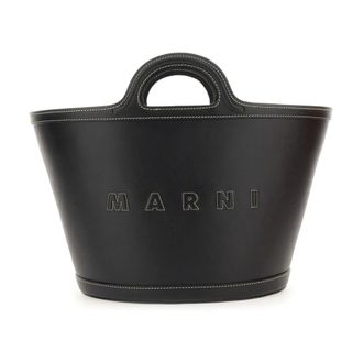 Marni Tote Bags, female, Black, Size: ONE SIZE Oval Shaped Top Handle Bag