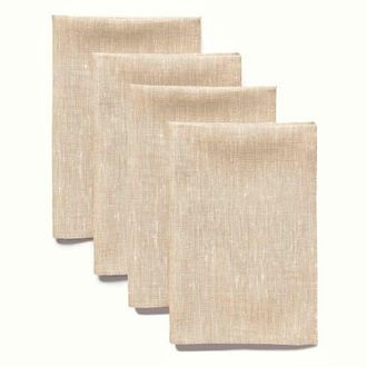 Solino Home Linen Dinner Napkins Set of 4, 20 x 20 Inch for Dining Table, Holiday and Everyday Table Decor - Athena in Champagne Beige at Nordstrom