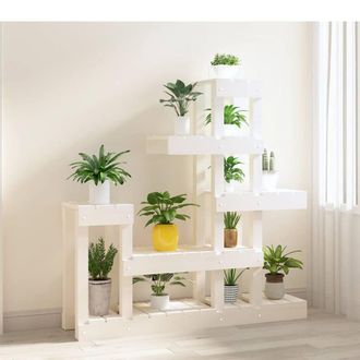 Berkfield Home Plant Stand White 92x25x97 cm Solid Wood Pine | Size: 92 x 25 x 97 cm