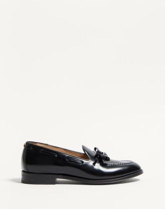 Valentino Garavani Bowshire Loafer In Shiny Calfskin Man BLACK 42.5
