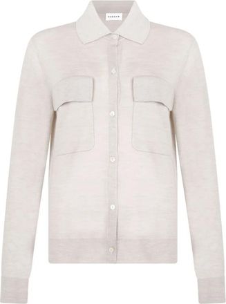 P.A.R.O.S.H. Ivoorwit Gebreid Overhemd Sweater - Dames - Vesten - Beige - S - Truien & Vesten
