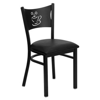 Flash Furniture Black Coffee Back Metal Restaurant Chair - Black Vinyl Seat