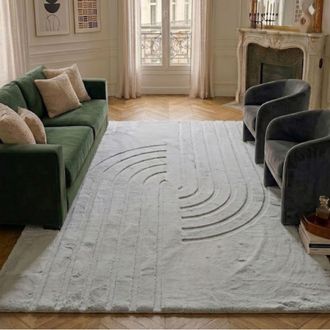 Nazar Rugs Alfombra suave gris, motivo medio arco - 80x150