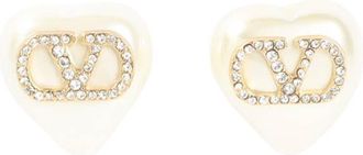 Valentino Garavani Cream White VLogo Stud Earrings