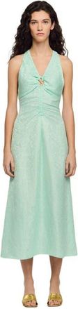 Sandro V-neck floral print maxi dress in Light Green at Nordstrom, Size 36 Eu