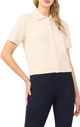 Ted Baker Short Sleeve Polo Sweater in Birch at Nordstrom, Size X-Small