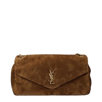 Saint Laurent Damens Calypso Umh&auml;ngetasche Wildleder Braun/Karamell
