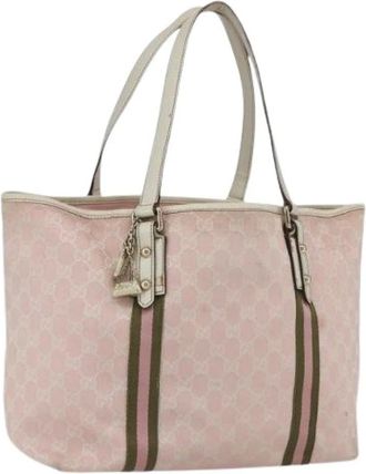 Gucci Pre-owned Tote Bags, female, Pink, Size: ONE SIZE Pre-owned Canvas Tote Bag