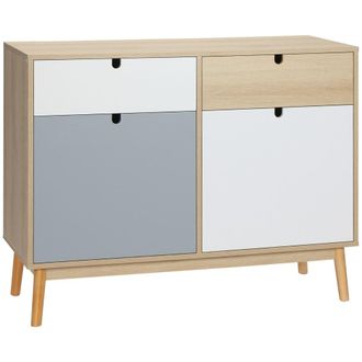 HOMCOM Aparador auxiliar 100x40x79.5 cm blanco, gris, natural