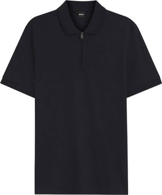 HUGO BOSS Cotton-Blend Polo Shirt With Zip Placket, Size XX-Large