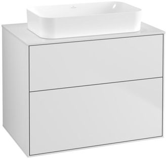 Villeroy & Boch Finion, Mueble Bajo Lavabo, 800 X 603 X 501 Mm, Angular, Sin Orificio Para Grifer&iacute;a, Modelo Suspendido, En Madera, Lacado Blanco Mate
