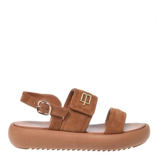Baldinini Suede Flat Sandal - female - Baldinini - Flat Sandals - Brown - 5 1/2 UK - Shoes