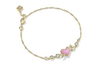 Kendra Scott Ari Heart Arrow Tennis Womens Bracelet Womens Bracelet Gold Pink Opalescent Resin, Brass/Cubic Zirconia/Rhodium-Plated