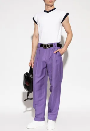 Versace Creased Trousers, Mens, Purple