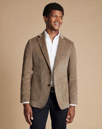 CHARLES TYRWHITT Corduroy Cotton Jacket - Taupe Size 36R R by Charles Tyrwhitt