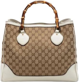 Gucci Pre-owned Bamboo Tote Bag - Dames - Vintage Shopper - Beige - ONE Size - Leer - Vintage