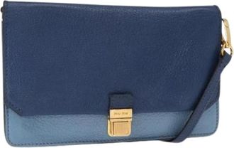 Miu Miu Pre-owned Leather Schoudertas - Dames - Vintage Clutch - Blauw - ONE Size - Leer - Vintage