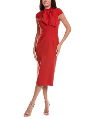 Oscar De La Renta Oscar De La Renta Cap Sleeve Wool-Blend Midi Dress