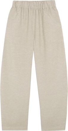Cortana Tilo- grijze en bruine gestreepte broek - Dames - Broeken - Bruin - L - Linnen - Broeken