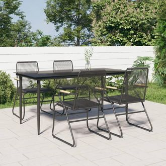 vidaXL Juego De Comedor De Jard&iacute;n 5 Piezas Rat&aacute;n Pvc Negro Vidaxl